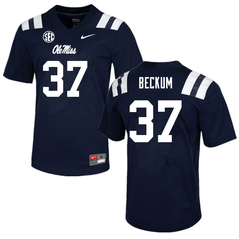 DJ Beckum Ole Miss Rebels NCAA Men's Navy #37 Stitched Limited College Football Jersey KXV8158KQ
